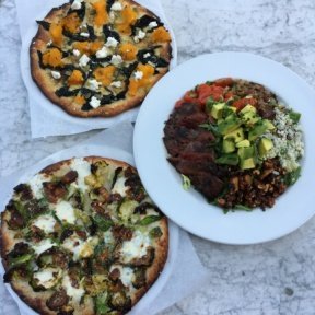 Gluten-free pizzas and salad from Pitfire Pizza